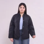 کاپشن زنانه لحاف دوخت رنگ مشکی نمای روبرو