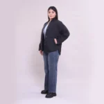 کاپشن زنانه لحاف دوخت رنگ مشکی نمای بغل