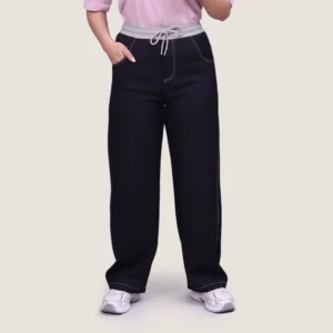 شلوار زنانه راحتی بیرونی رنگ سرمه ای نمای روبرو